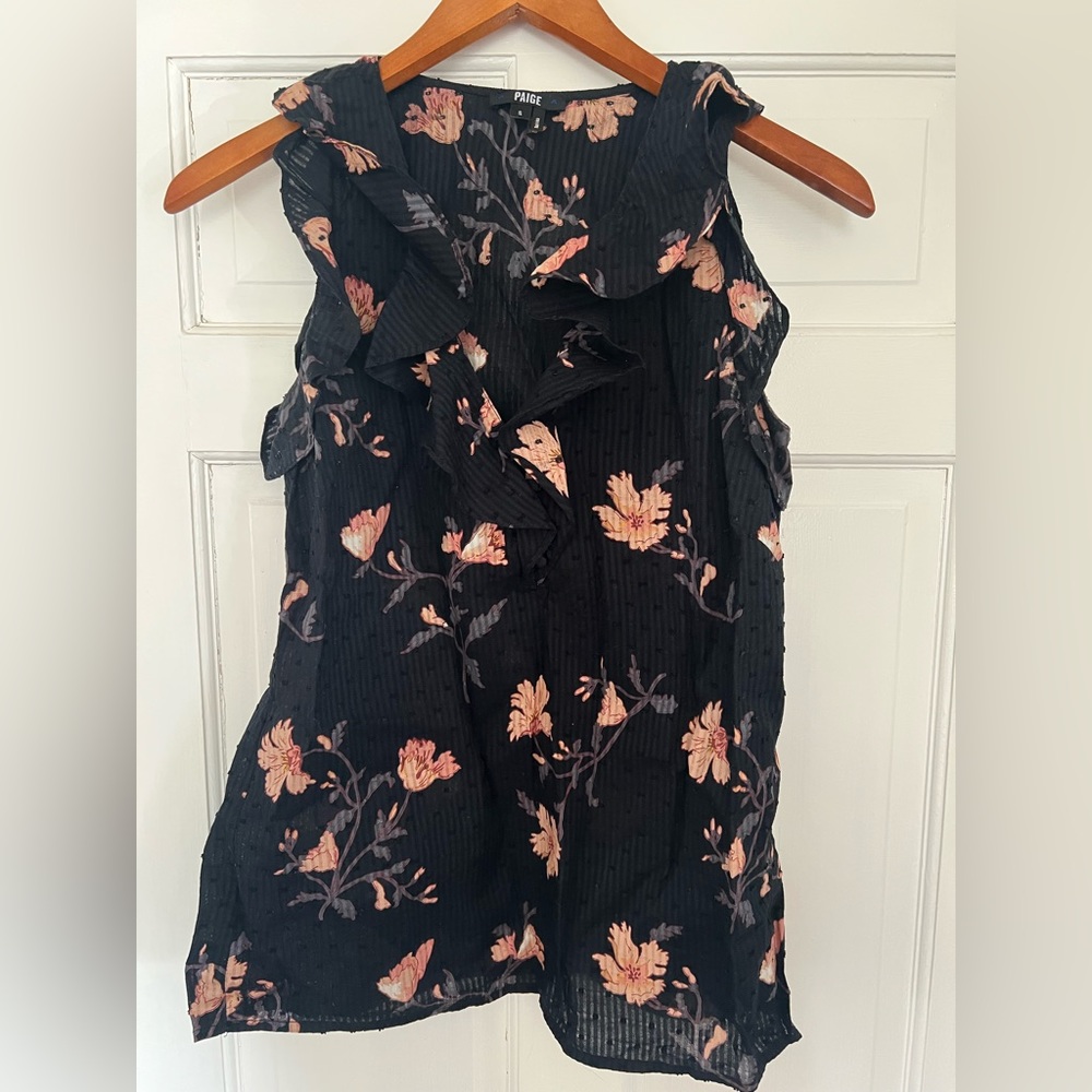 Paige ruffled sleeveless top.